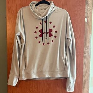 Under Armour Tan Hoodie with Maroon Logo